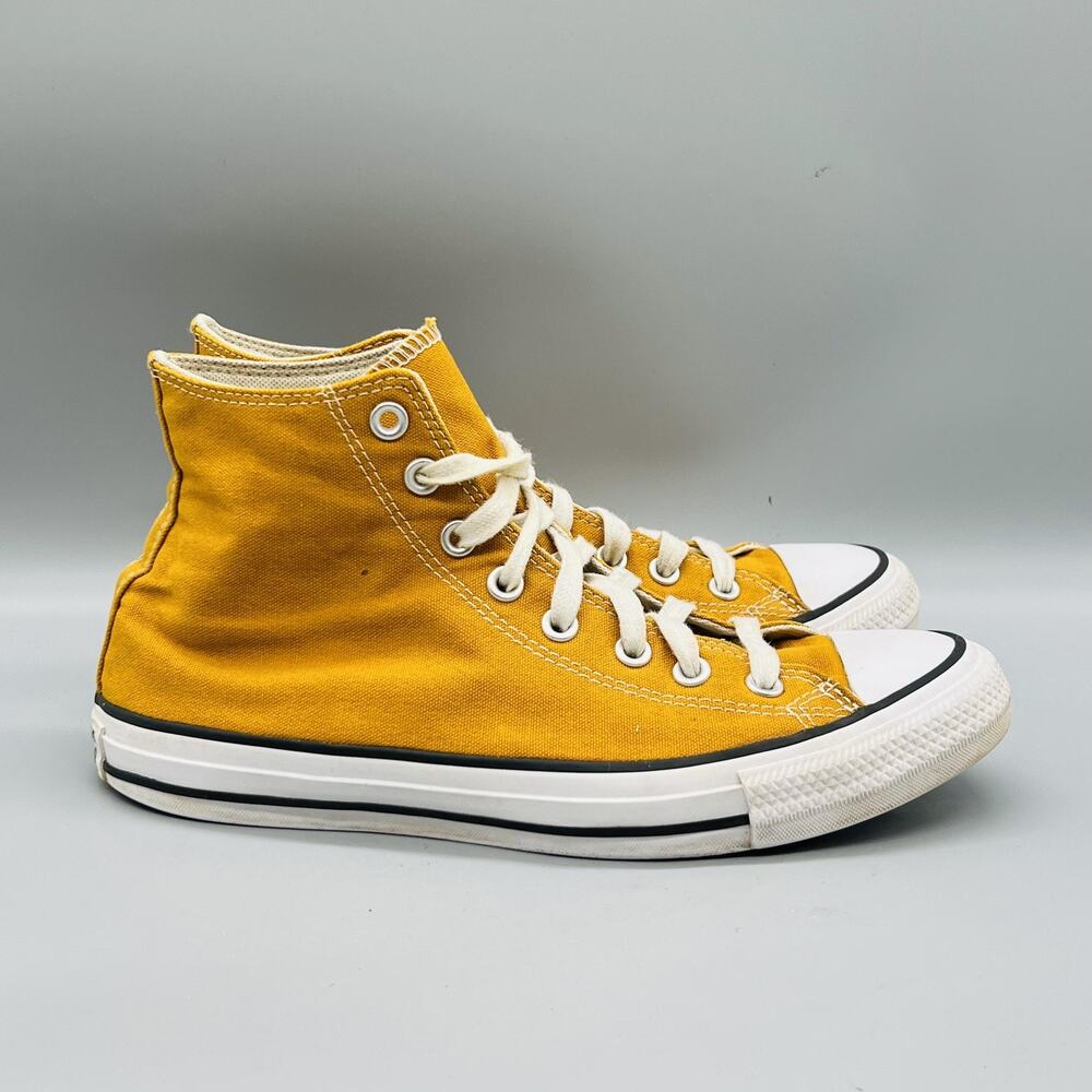 Converse Shoes Mens 7.5 Yellow Canvas Chuck Taylor All Star High Top Sneakers